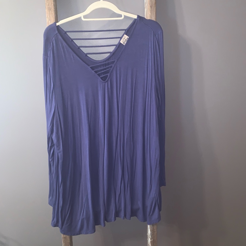 Periwinkle 3X Caged Long Sleeve Tee